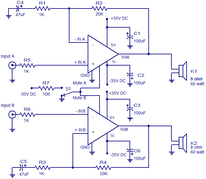 stereo amplifier circuit BA5417